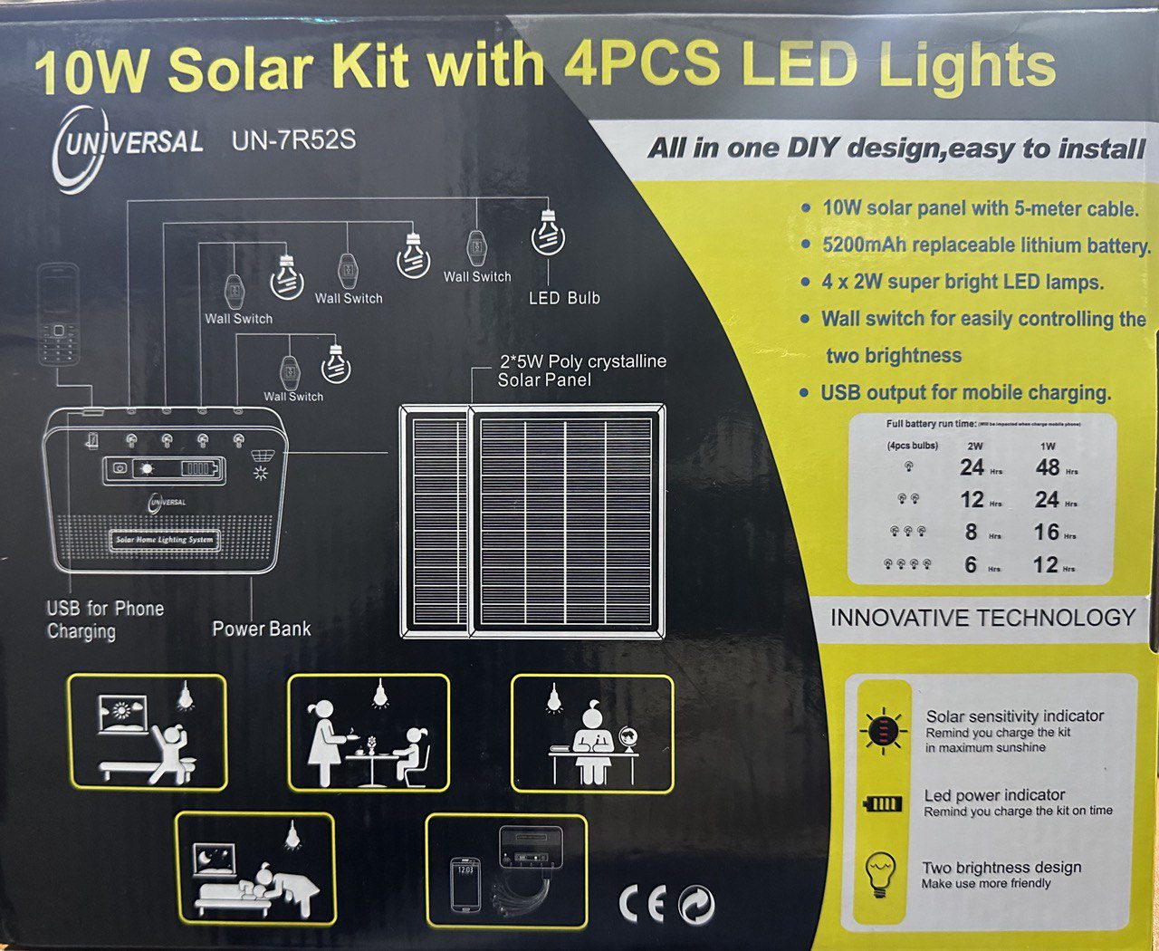 UNIVERSAL 10W Solar Kit with 4-Piece LED Lights (Model UN-7R52S) - Image 2